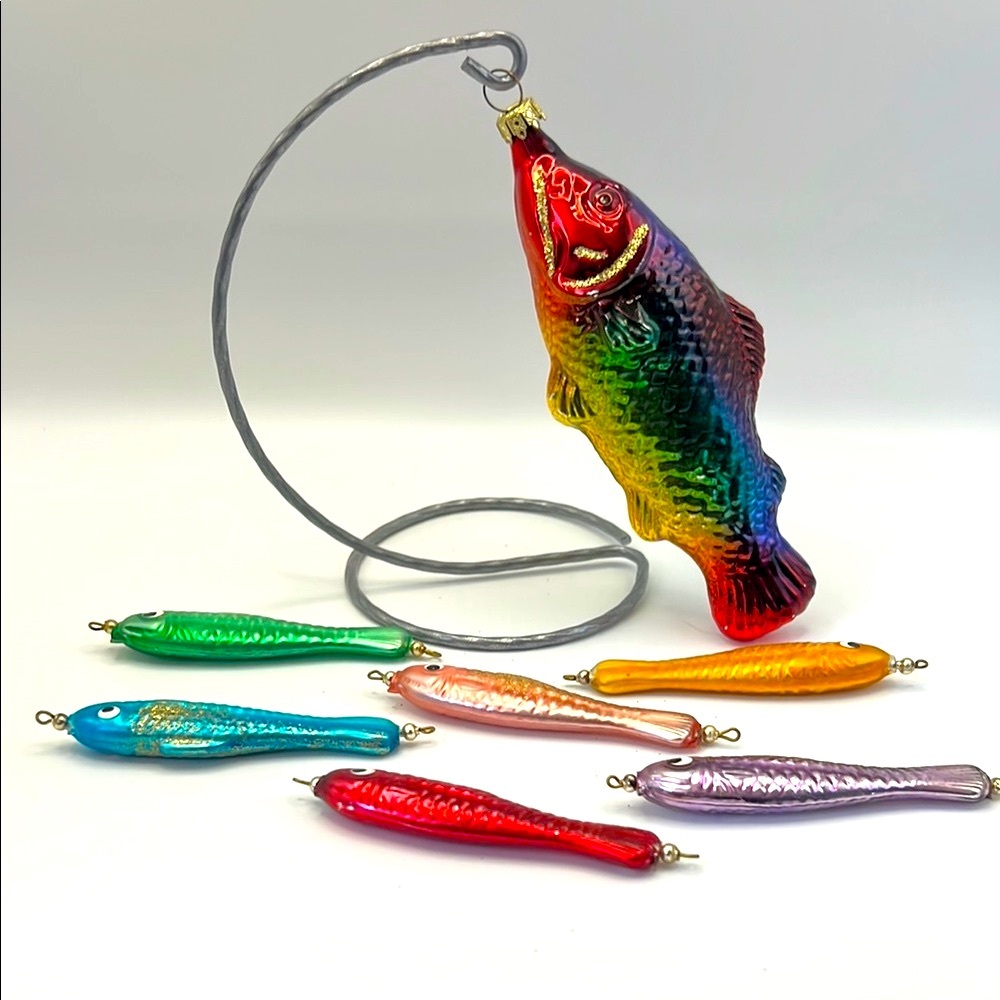 Vintage Colorful Fish Ornament Set